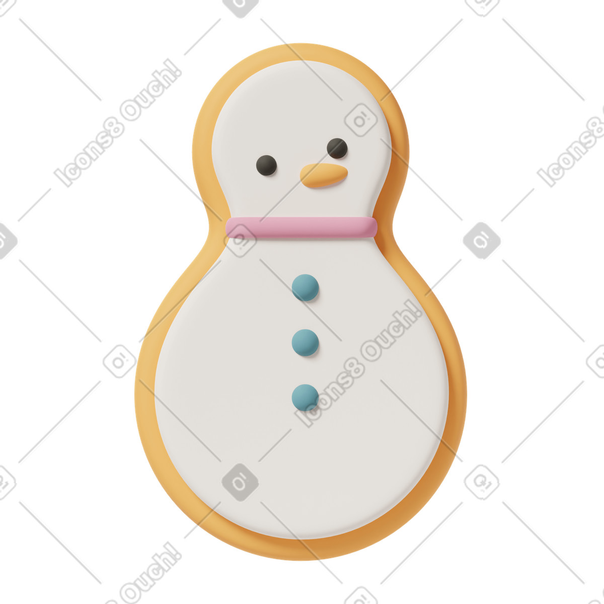 Snowman cookie white illustrazione in stile 3D Casual life scarica in PNG, SVG