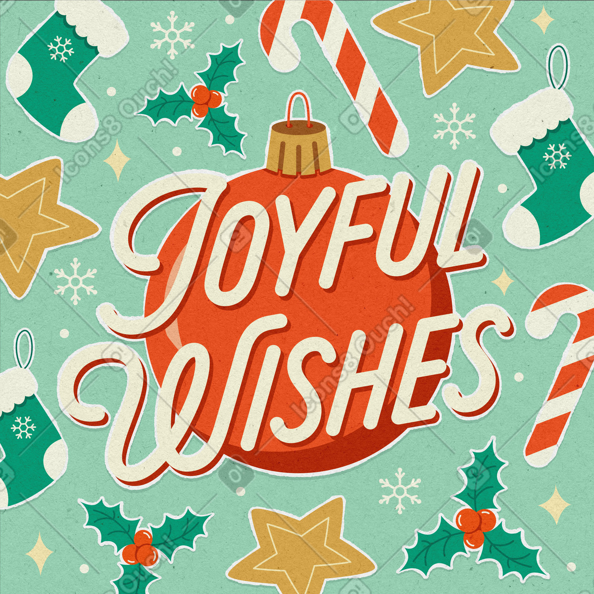 Ilustração de Letras desejos alegres com texto diferentes objetos natal em no estilo Lettering para baixar em PNG, SVG