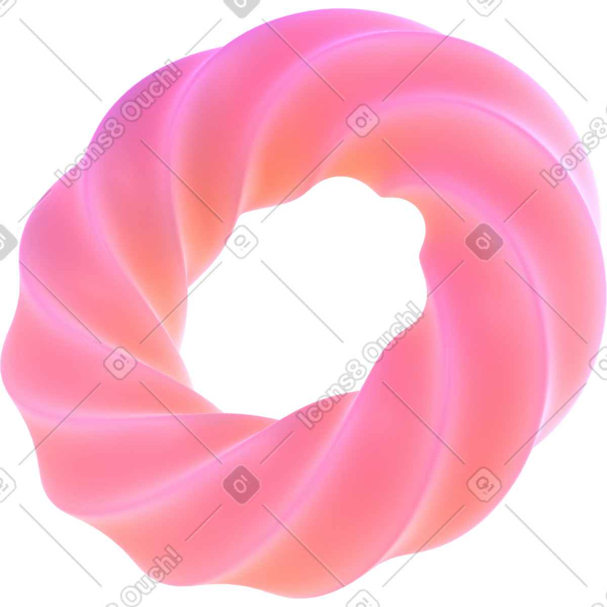 Ilustración Gradient plastic twisted torus en estilo 3D Glassy a descargar en PNG y SVG