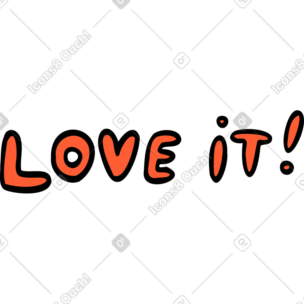Love it lettering illustration in Comic style download in PNG, SVG