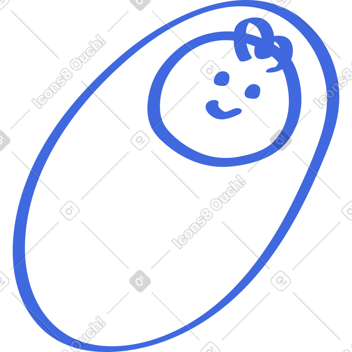 Ballpoint Pen スタイルの Baby swaddled in blanket minimal line drawing newborn symbol のイラストをPNG、SVG形式でダウンロード