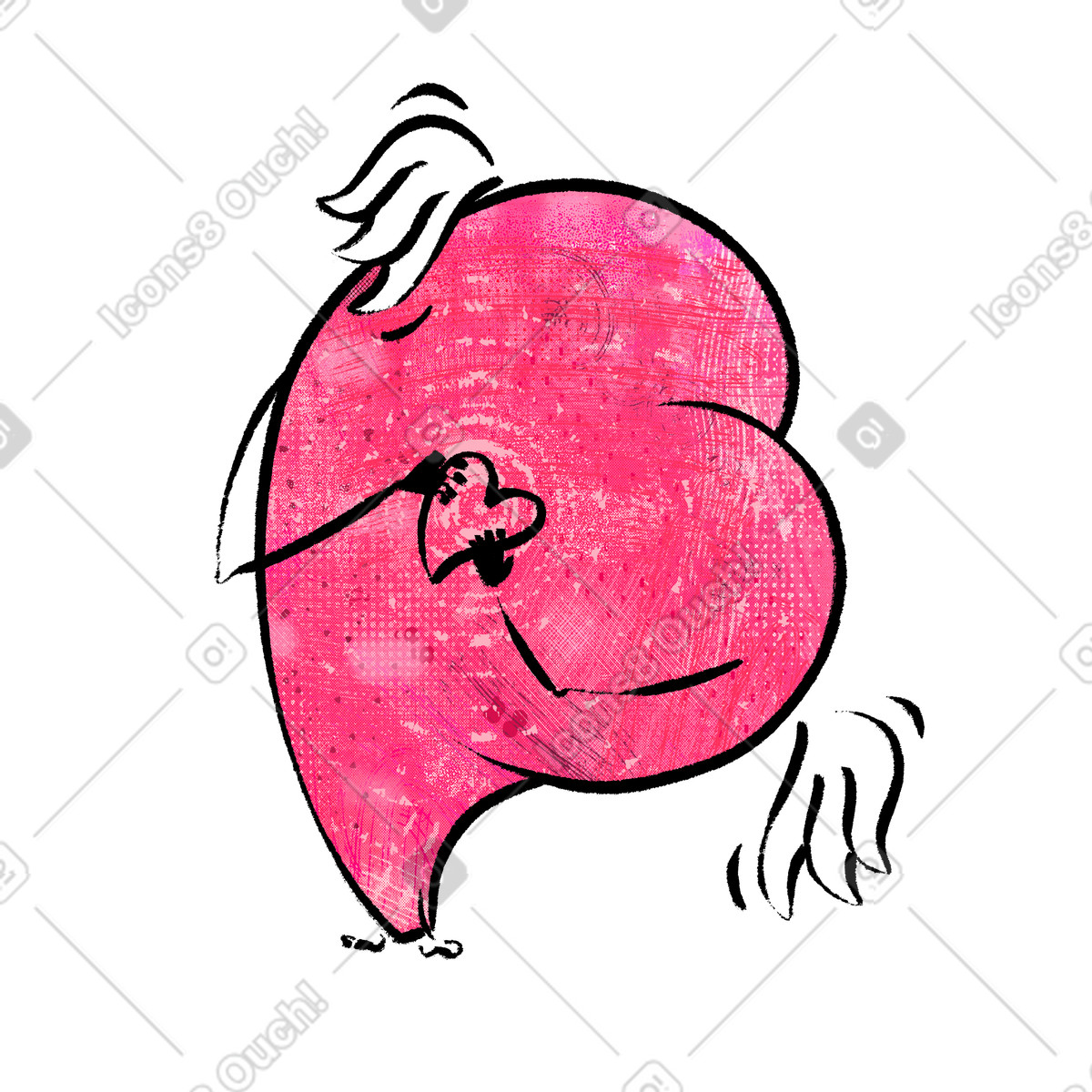 Illustration Joli coeur le jour de la saint-valentin dans style Doobry à télécharger aux formats PNG, SVG