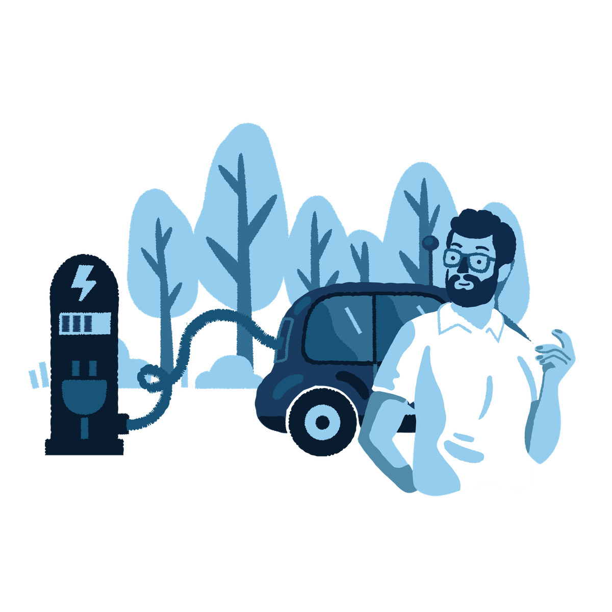 Electric car service  illustration in PNG, SVG