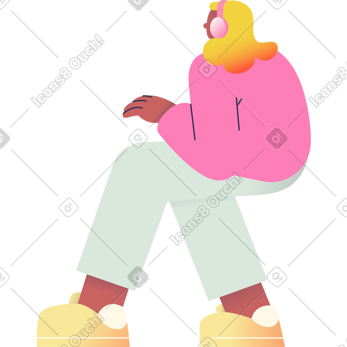 Seated woman with headphones illustration in Beam style download in PNG, SVG