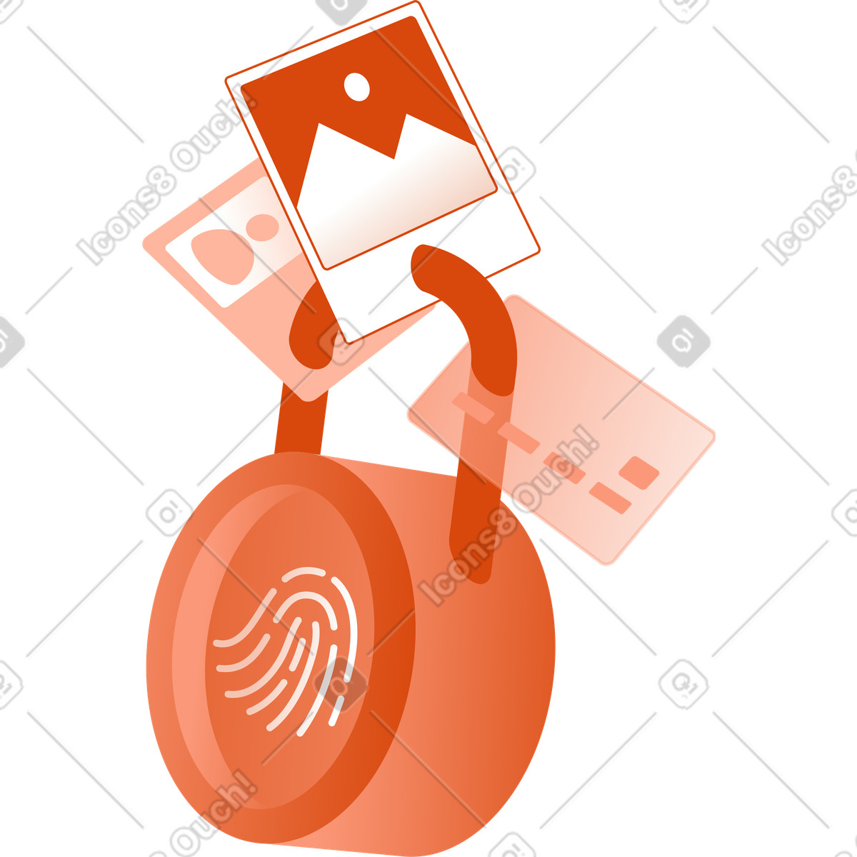 Orange スタイルの 個人データでロックする のイラストをPNG、SVG形式でダウンロード