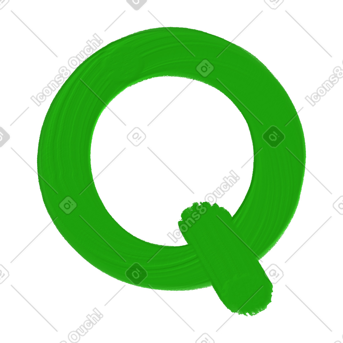 Green letter q illustration in Scrapbooking style download in PNG, SVG