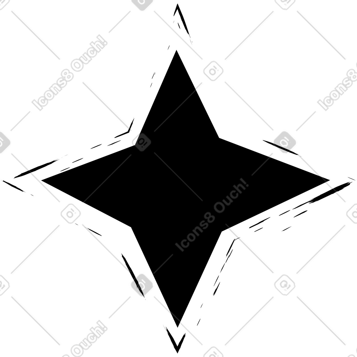 Black star illustration in Twirl style download in PNG, SVG