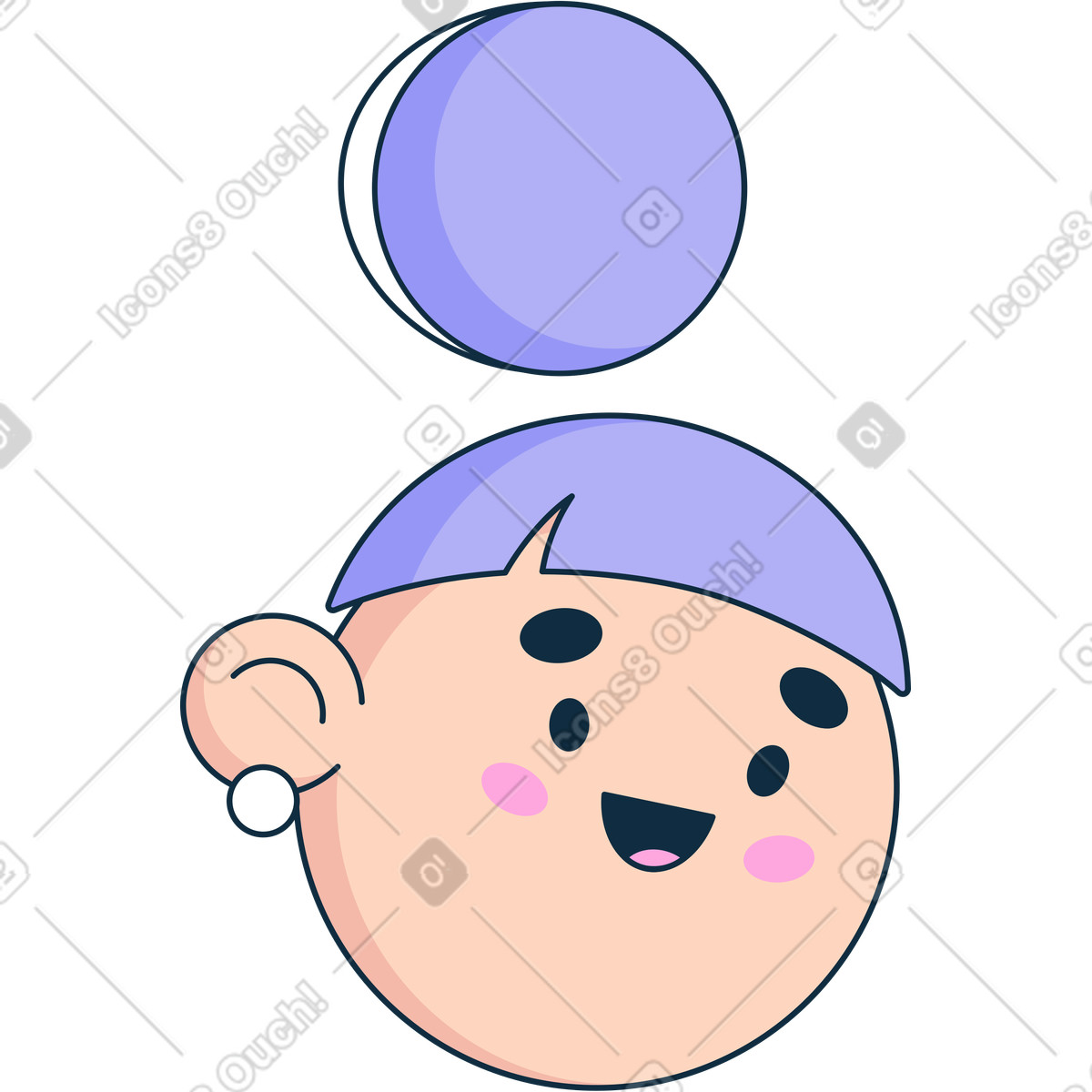 Ilustración Cabeza de mujer en estilo Bubble gum a descargar en PNG y SVG