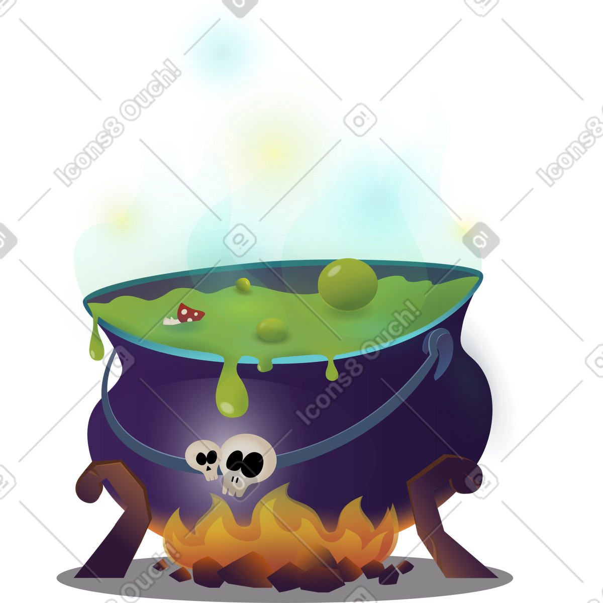 Kessel für hexe-Illustration im Halloween Party-Stil als Download in PNG, SVG