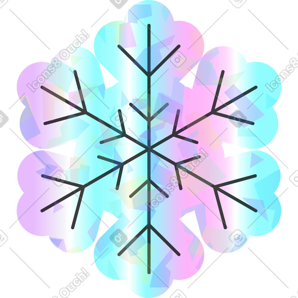 Schnee-Illustration im Holostickers-Stil als Download in PNG, SVG