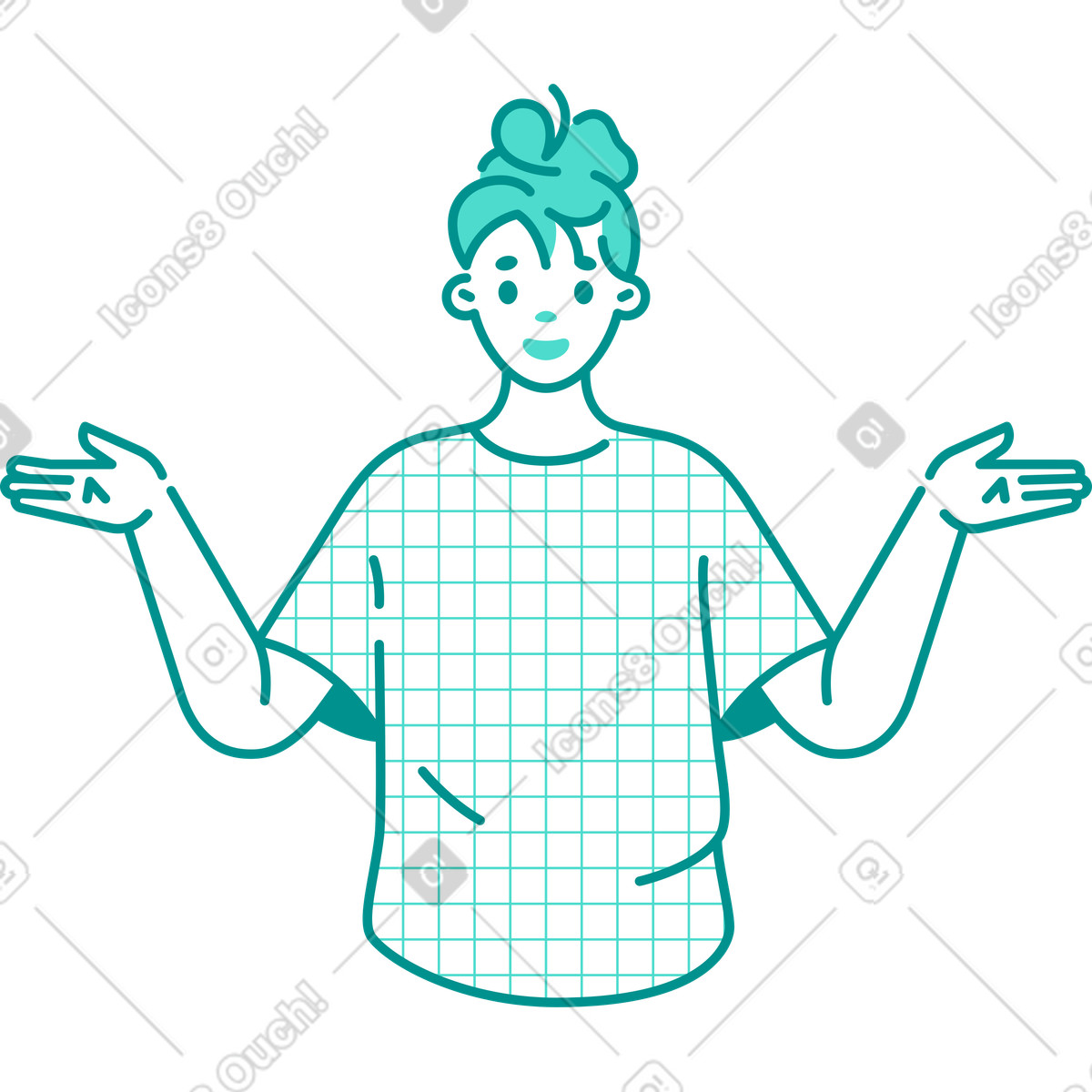 Woman with open arms illustration in Natty style download in PNG, SVG