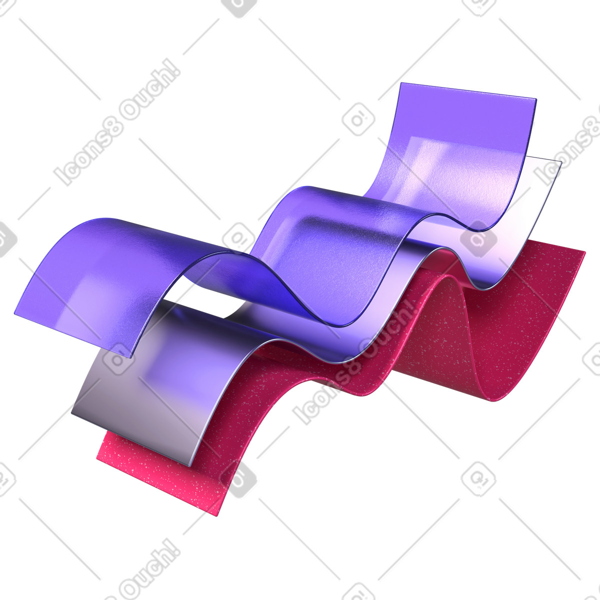 3D Boost スタイルの 異なる素材の波線 のイラストをPNG、SVG形式でダウンロード