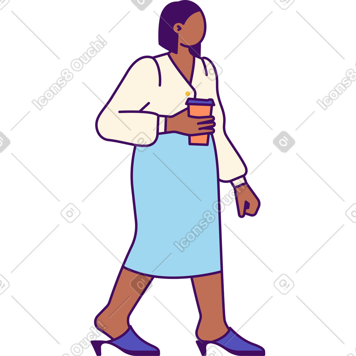 Lady with a cup of coffee illustration in Simplistic style download in PNG, SVG