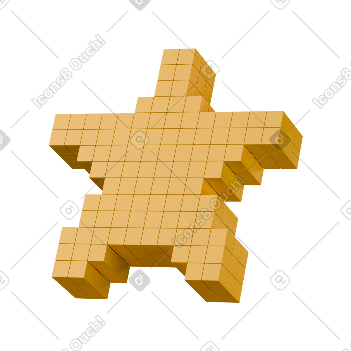Ilustración Star pixelated block shape built from yellow cubes in perspective en estilo 3D Stickle a descargar en PNG y SVG