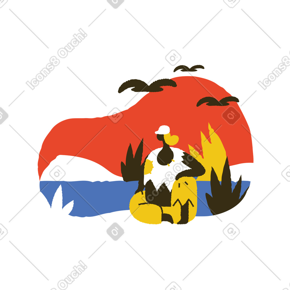 Rilassati nella natura illustrazione in stile Bermuda scarica in PNG, SVG