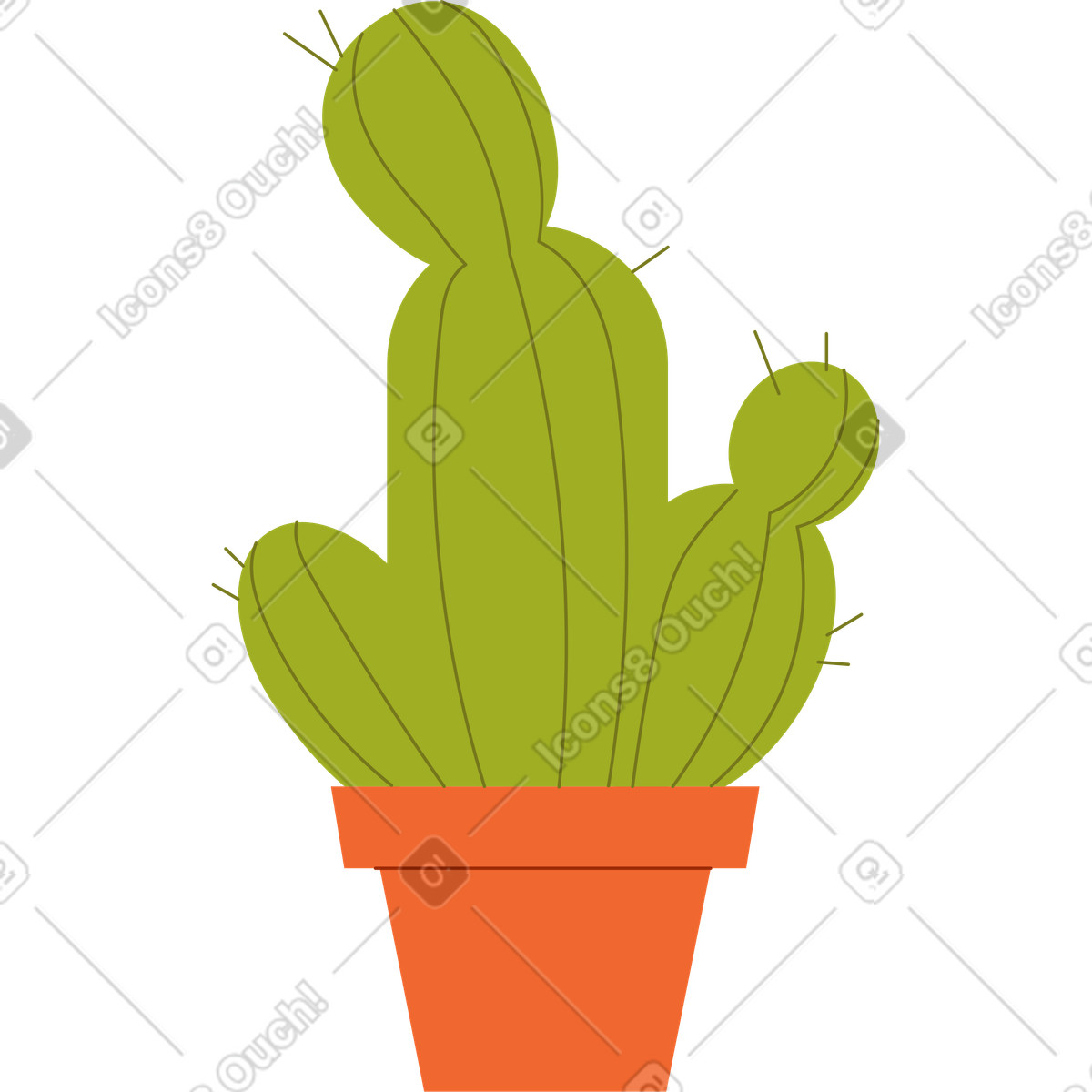 Cactus in a pot-Illustration im Woof-Stil als Download PNG, SVG