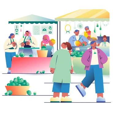 An open-air market is bustling with activity, showcasing a variety of "emerald gemstones" and "jewelry." Colorful tents provide shade, and beneath them are tables displaying "sparkling emerald rings," "necklaces with emerald pendants," and "intricately designed bracelets." The gemstones shine brightly in the sunlight, casting green reflections on nearby surfaces. Customers browse through the items, while vendors enthusiastically showcase their products. Baskets filled with "raw emeralds" sit beside polished pieces, drawing the attention of passersby. The air is filled with the sounds of conversation and the occasional laughter, creating a lively atmosphere.