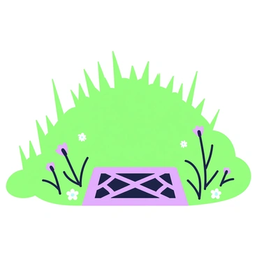 A drain at the base of a sloping grassy hill