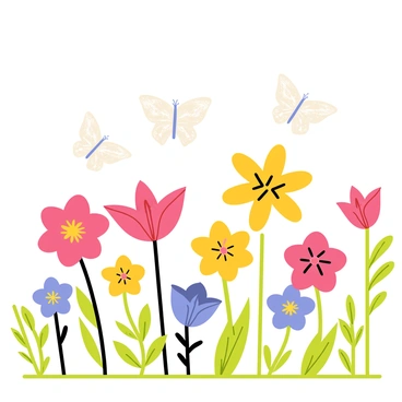 A garden filled with various blooming flowers in vibrant colors. Ghost-shaped butterflies, translucent and ethereal, flutter gracefully among the flowers. The butterflies have delicate wings that shimmer as they catch the sunlight. Each flower in the garden is distinct, showcasing intricate petal patterns and rich hues. The scene is lively, depicting the gentle movement of the butterflies as they dance from blossom to blossom.