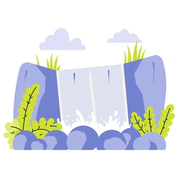 A waterfall cascading down in a harmonious stream