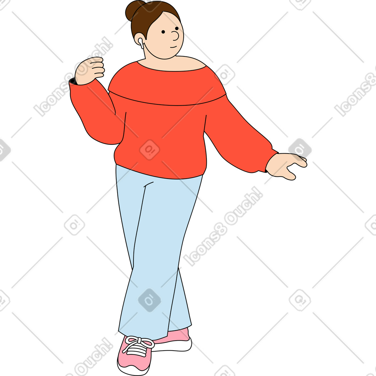 Ilustración Mujer de pie en estilo Kindy a descargar en PNG y SVG