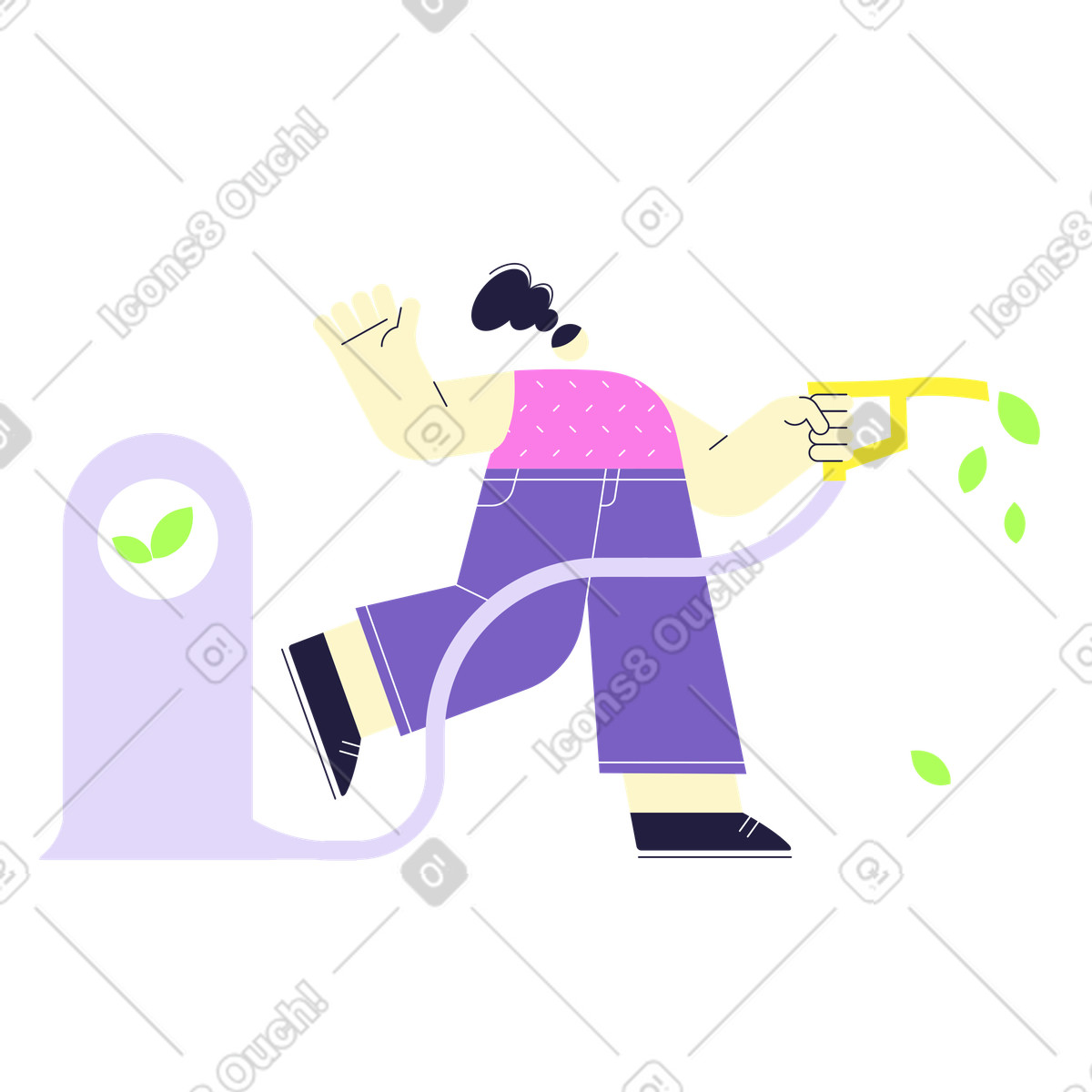 Woman going to use vegetable fuel illustration in Mellow style download in PNG, SVG