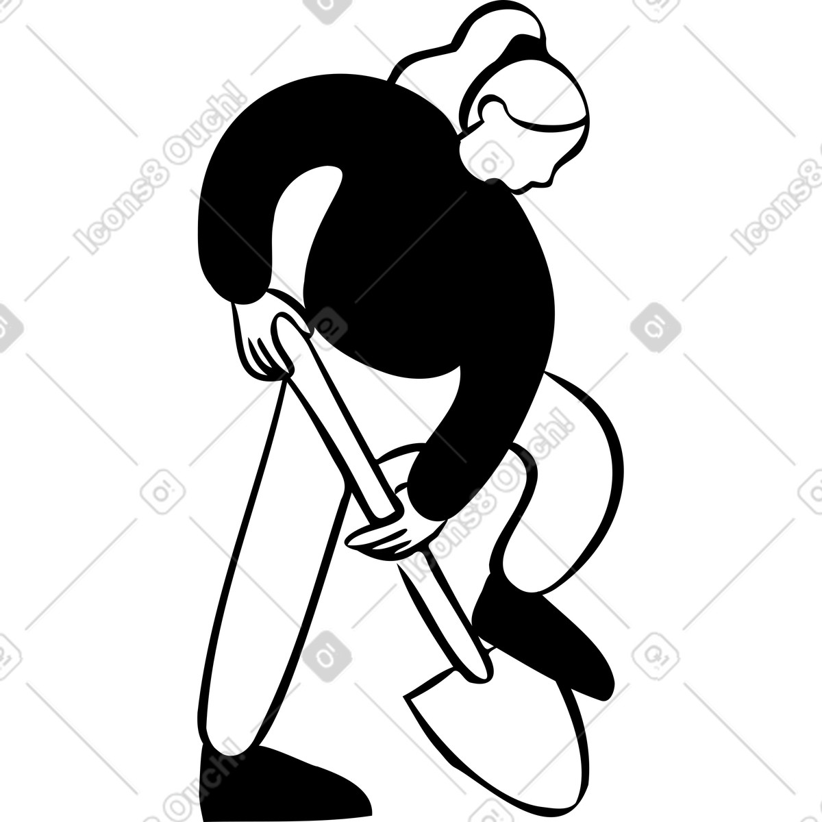 下载 Journal 风格的 有铲子的女人 插画，支持 PNG、SVG 格式