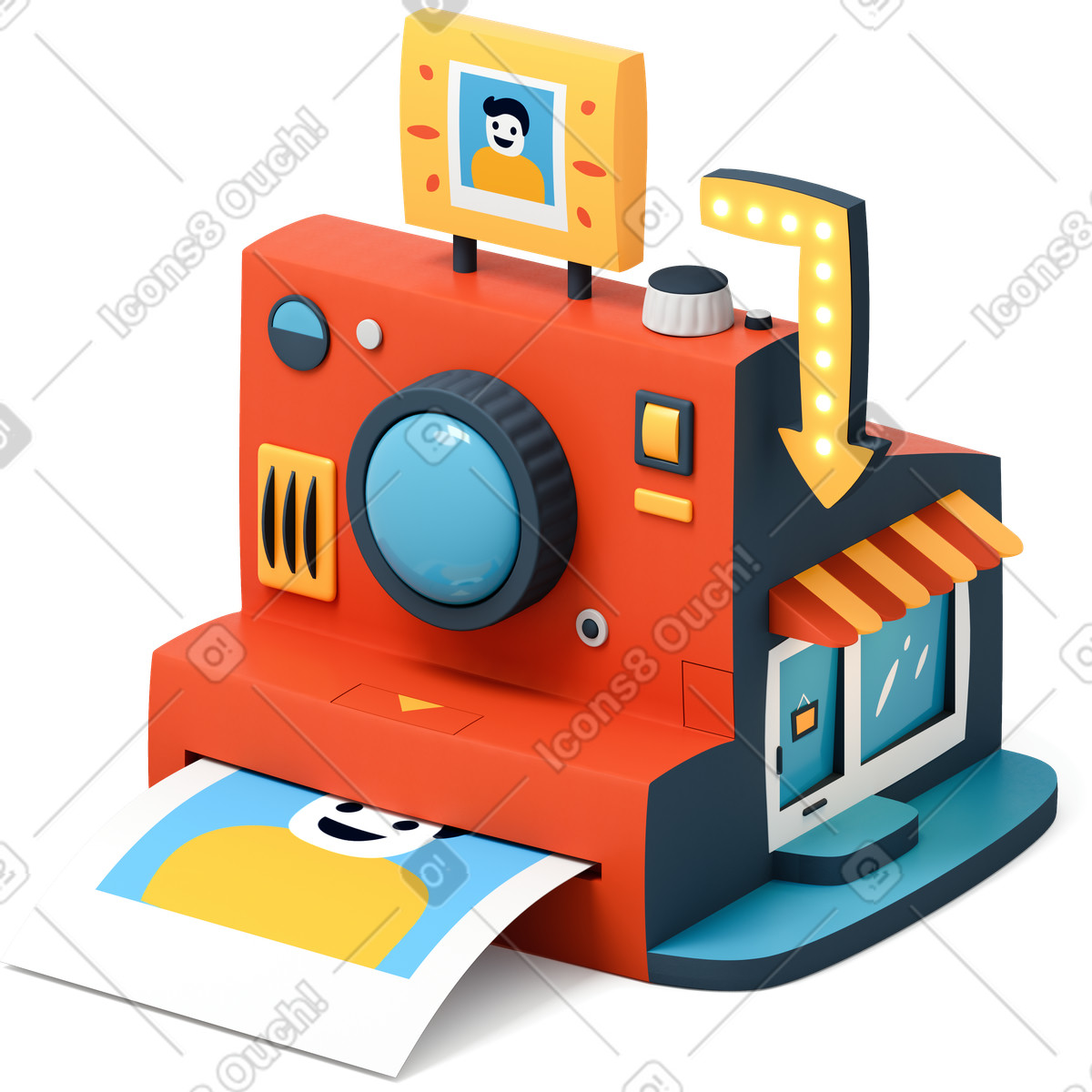 Ilustração de Loja fotos em forma câmera no estilo 3D Flame para baixar PNG, SVG