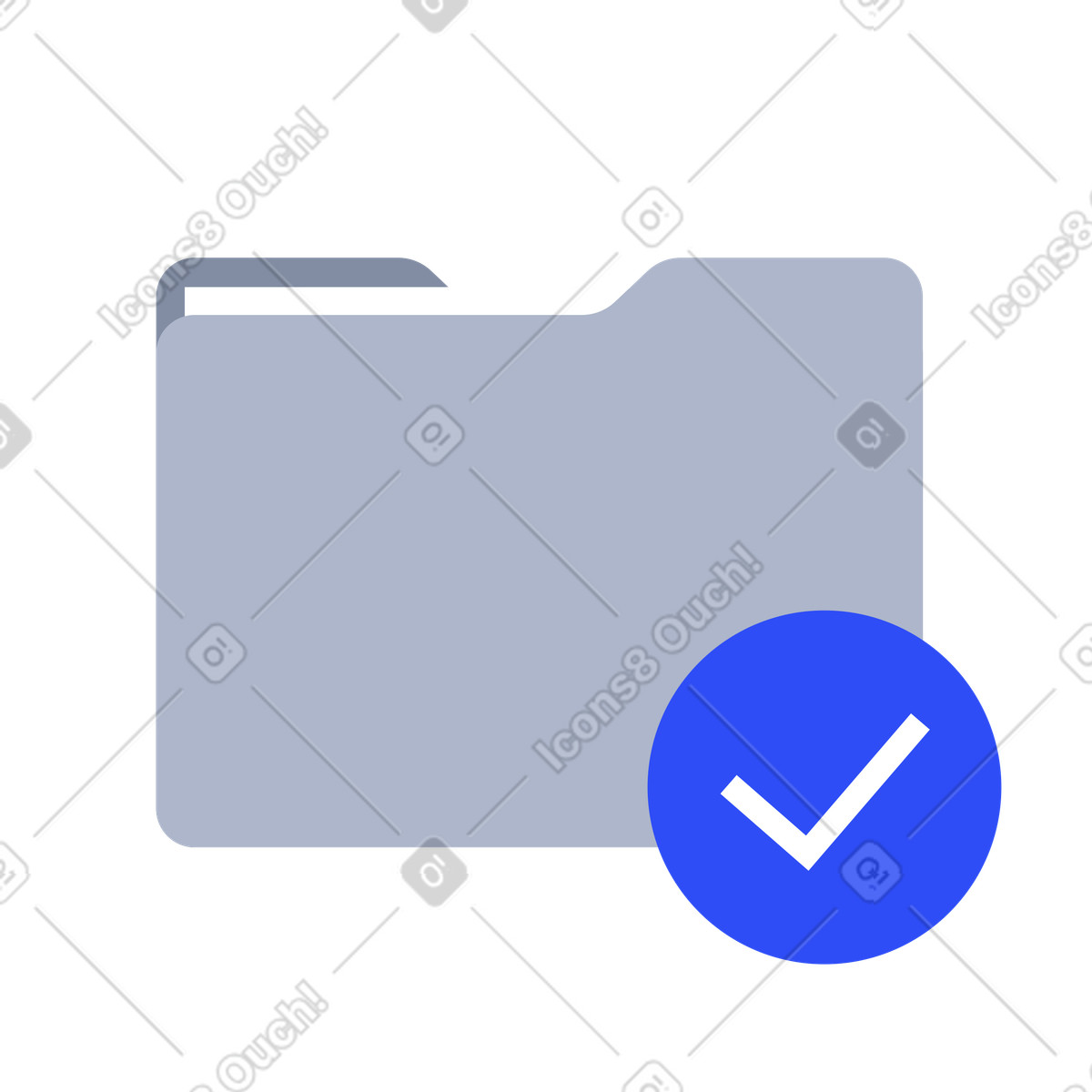 Ilustración Carpeta digital con marca de verificación, acceso seguro a datos y archivos en estilo System descargar en PNG SVG