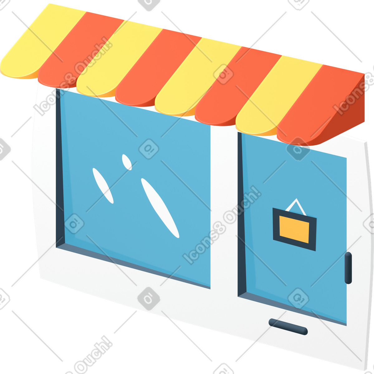 Ilustración Entrada de la tienda cerrada en estilo 3D Flame a descargar en PNG y SVG