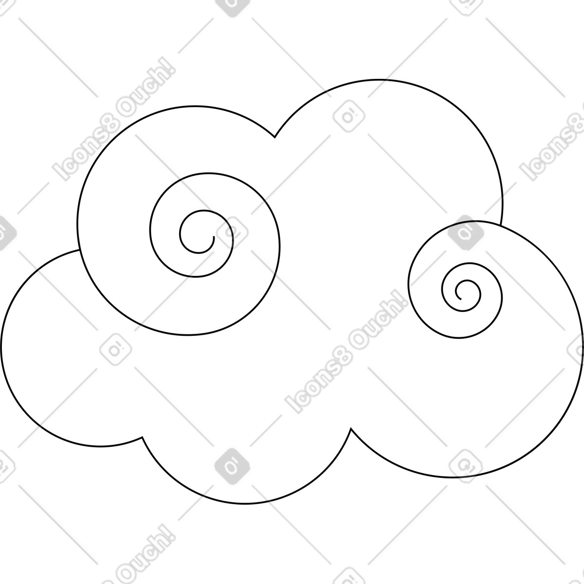 Asian swirl cloud illustration featuring dynamic clipart in PNG SVG