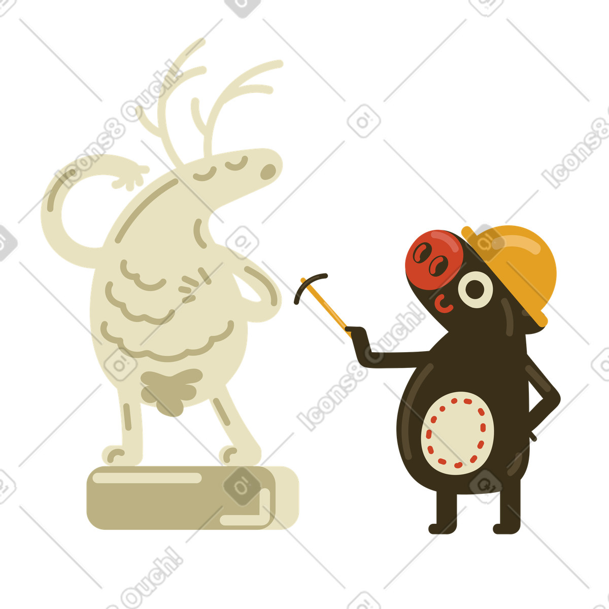 Bildhauer arbeitet an einer skulptur-Illustration im Arabica-Stil als Download in PNG, SVG