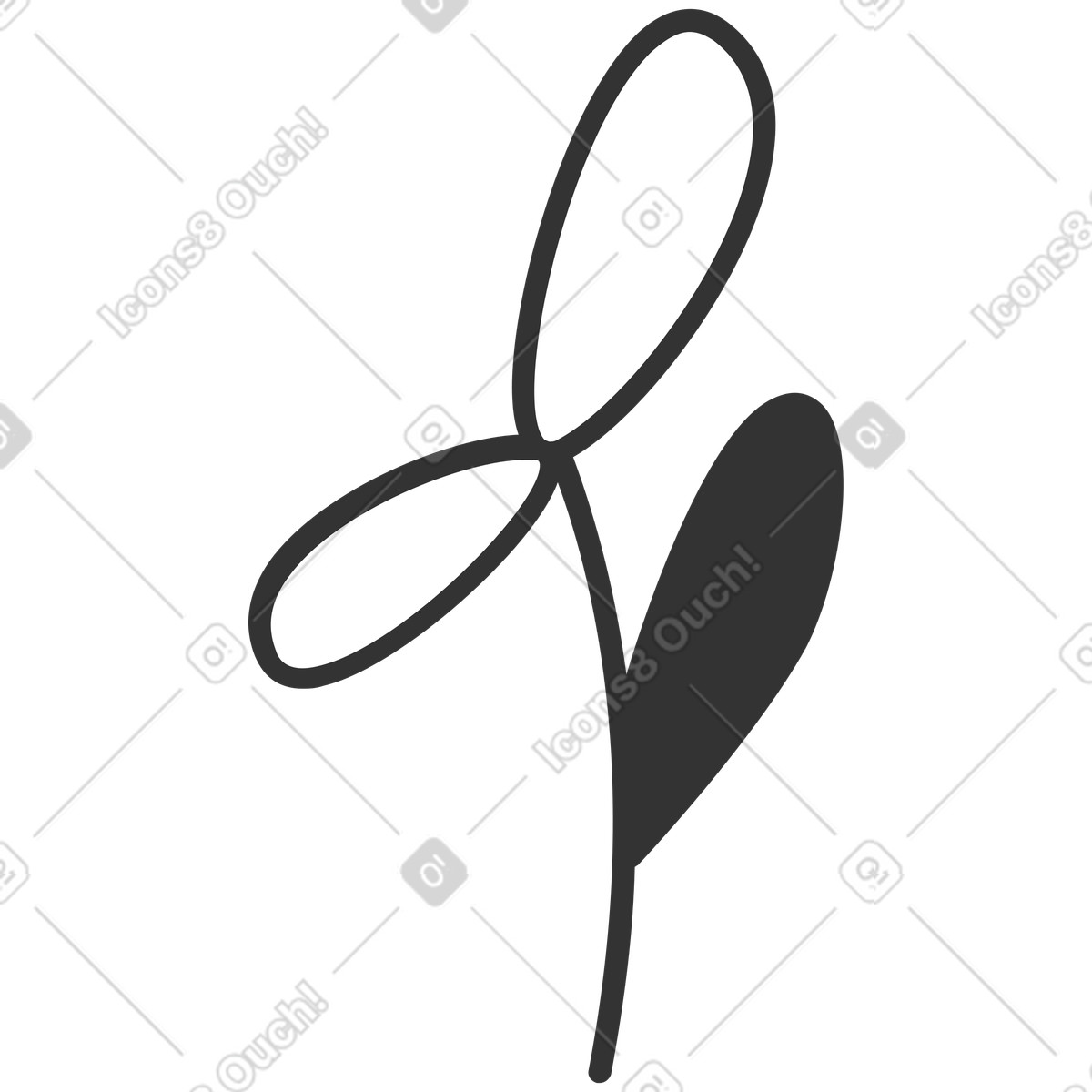 Organic sprout with elongated leaf shapes illustration in Crayon style download in PNG, SVG