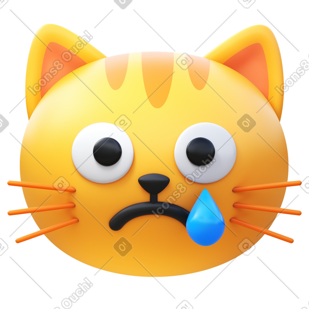 3D Fluency 스타일의 Crying cat 일러스트레이션 PNG, SVG 다운로드