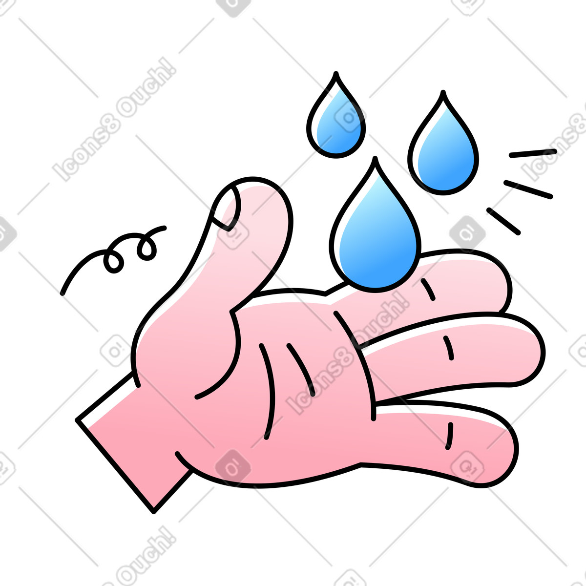 Washing hand with water drops illustration in Pocus style download in PNG, SVG