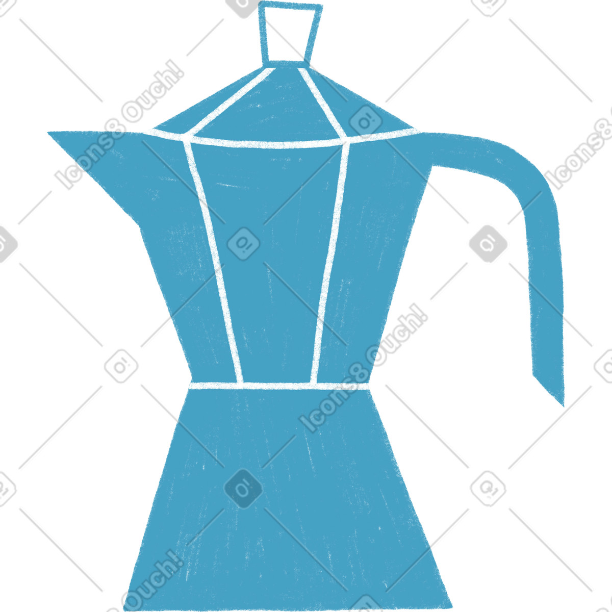 Tutti 스타일의 Blue coffee pot 일러스트레이션 PNG, SVG 다운로드