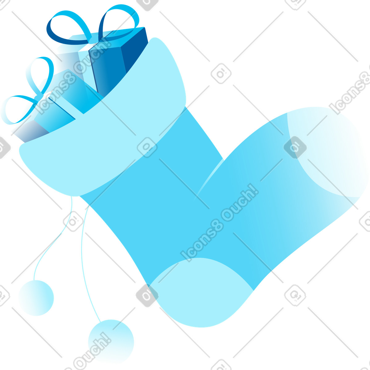 Sock with gifts illustration in Icy style download in PNG, SVG