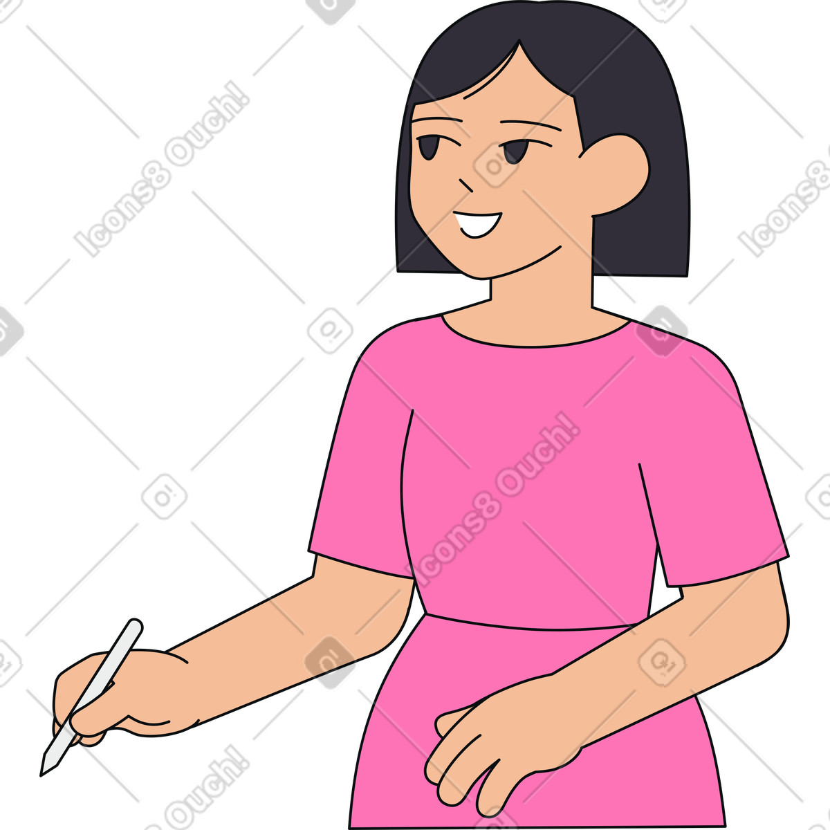 Employee taking notes with stylus illustration in Teko style download in PNG, SVG