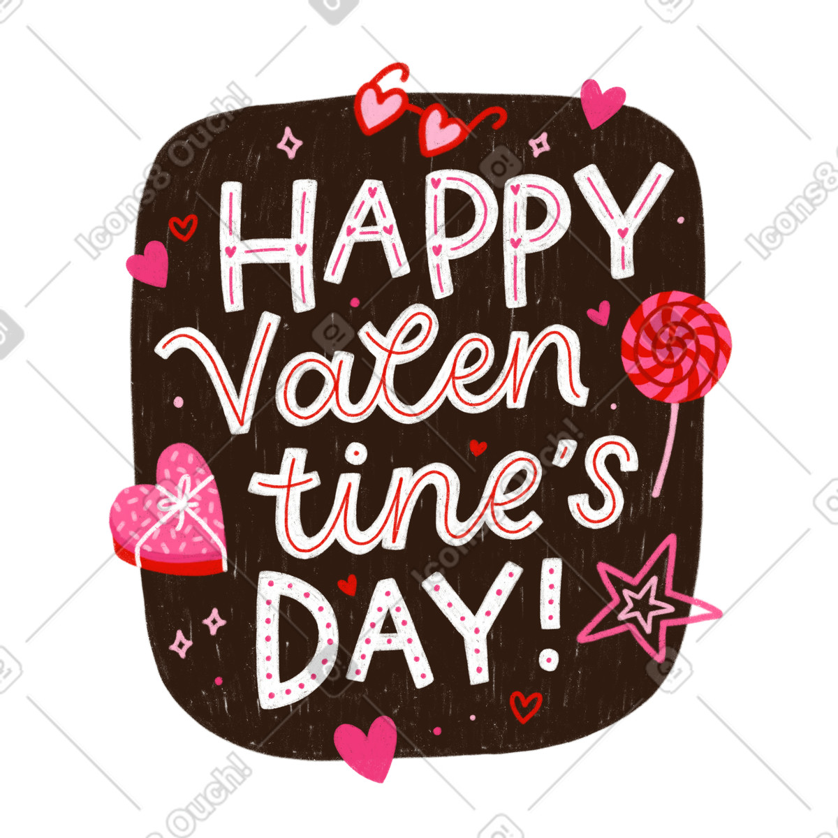 Schriftzug „happy valentinstag“ mit herzenstext-Illustration im Lettering-Stil als Download in PNG, SVG