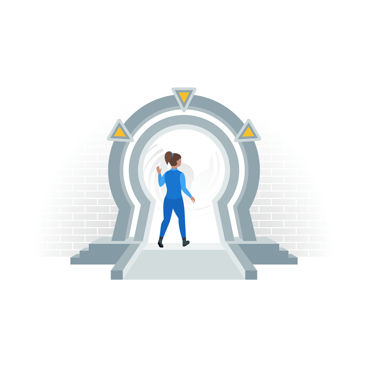 Ilustración Entering keyhole-shaped portal, Secure sign-in and user authentication concept en estilo Fogg a descargar en PNG y SVG