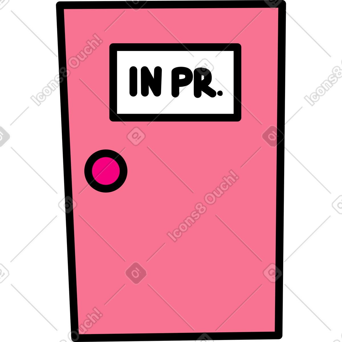 Door with an in progress sign illustration Giggle style download PNG, SVG