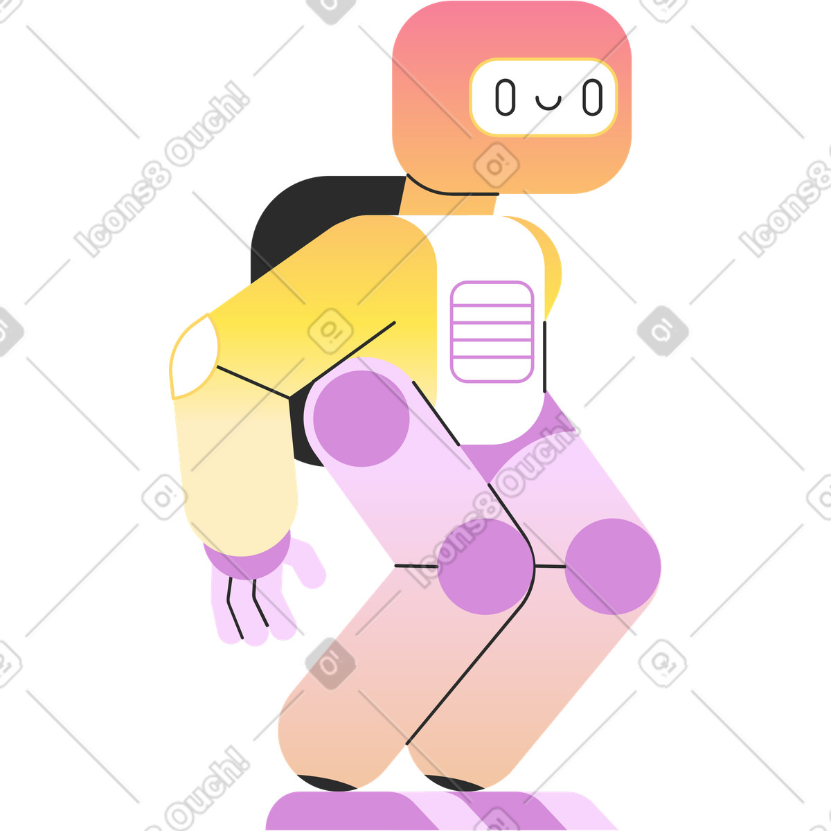 Ilustración Robot en estilo Marginalia a descargar en PNG y SVG