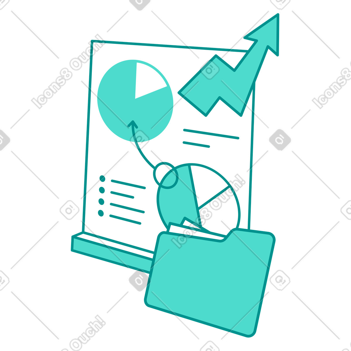 Report Folder with Growth Charts illustration in PNG, SVG