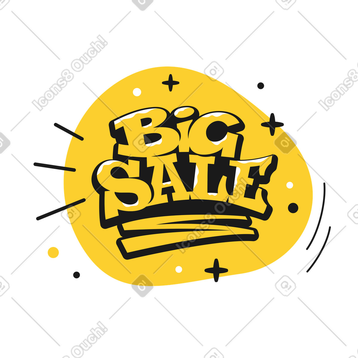 Beschriftung großer verkaufstext für e-commerce-Illustration im Taxi-Stil als Download in PNG, SVG