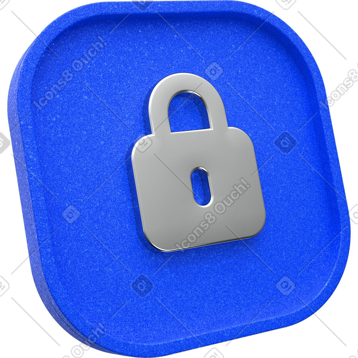 3D blue security button, lock symbol, app privacy icon illustration in Enterprise style download in PNG, SVG
