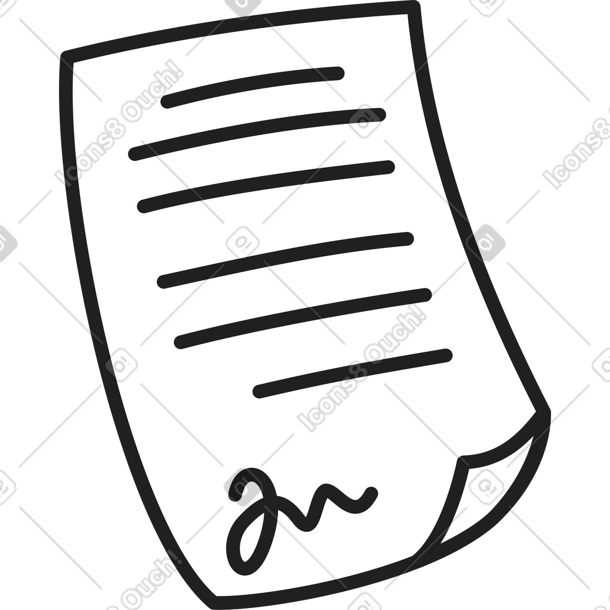 Document with signature illustration in PNG, SVG