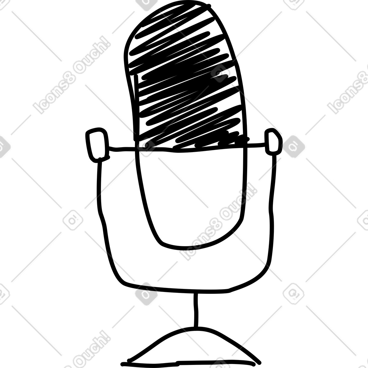 下载 Rough Sketch 风格的 Handdrawn studio microphone for podcasting and voice streaming 插画，支持 PNG、SVG 格式