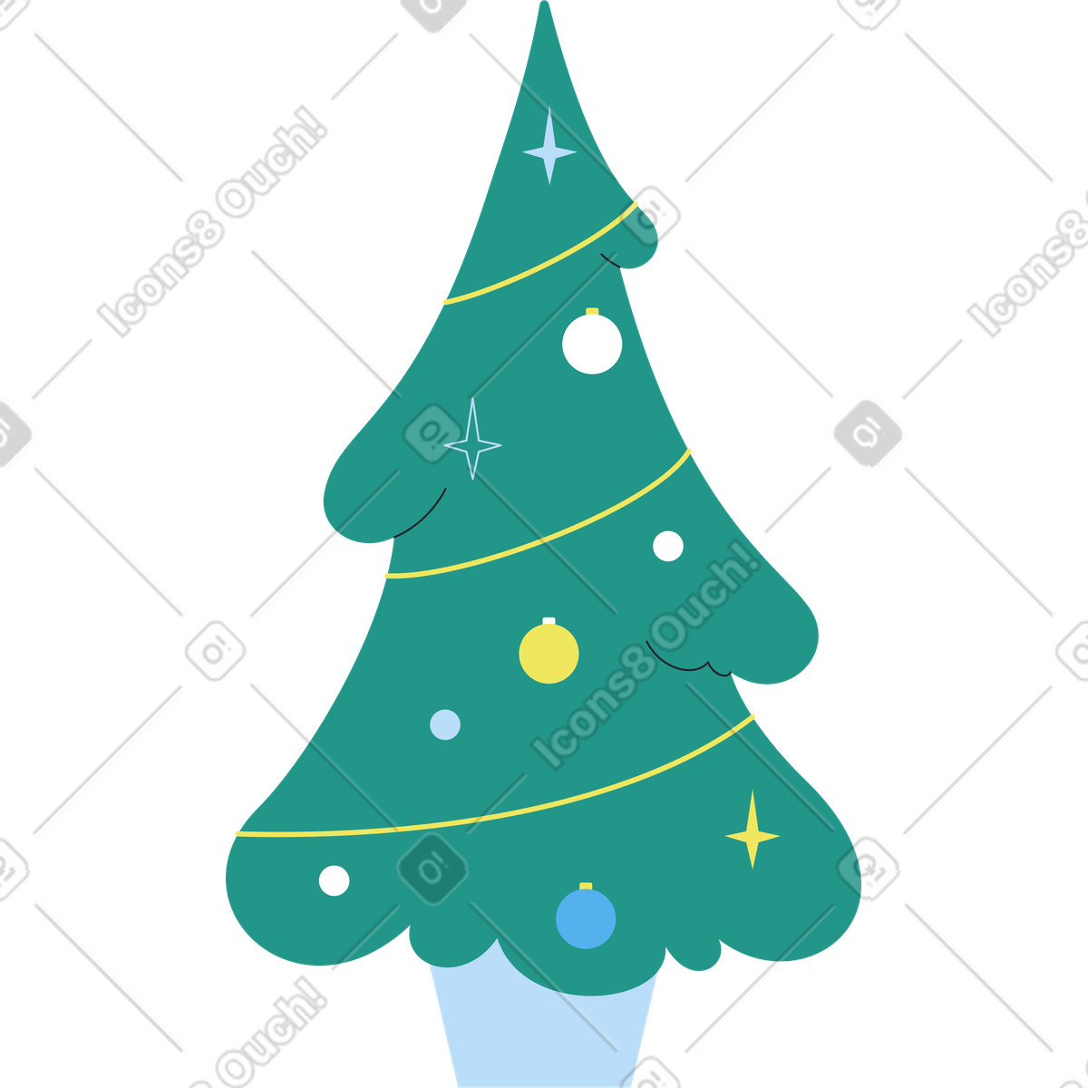 Ilustração de Árvore natal em no estilo Boba para baixar em PNG, SVG