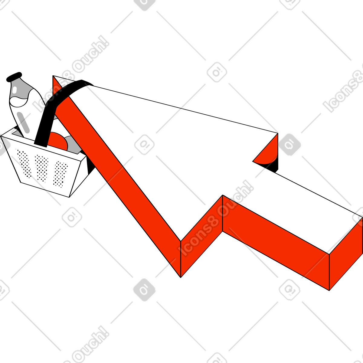 Cursor mit einkaufskorb beim online-shopping-Illustration im Looney-Stil als Download in PNG, SVG