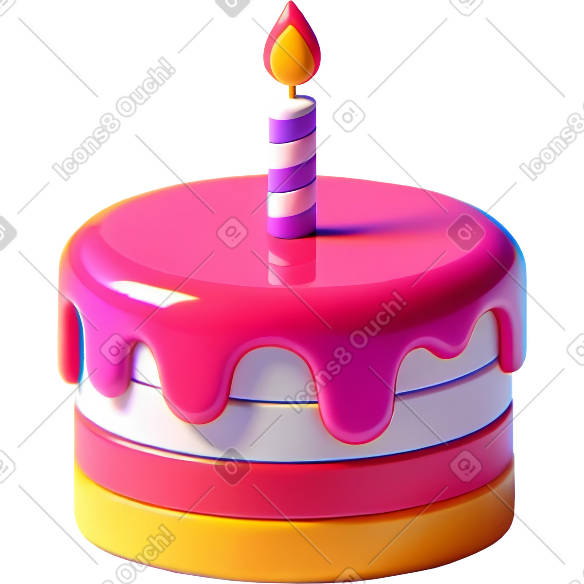 Birthday cake illustration in 3D Mini style download in PNG, SVG